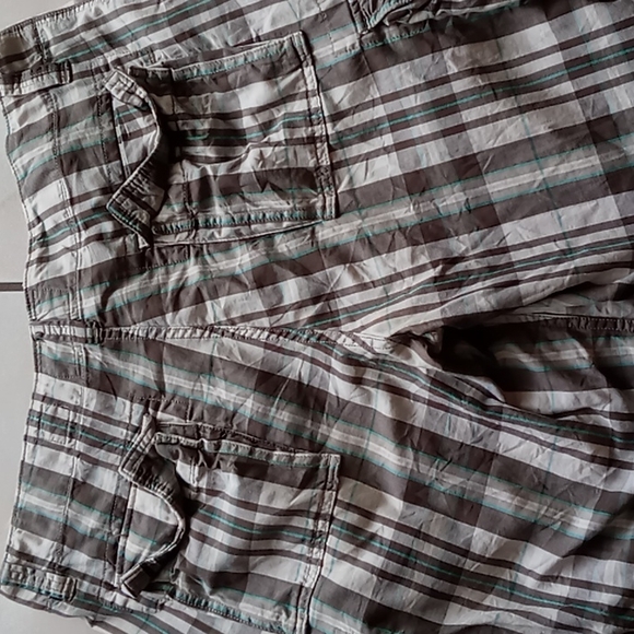 Mossimo Supply Co Men's Cargo Shorts Plaid Brown n Cream w Mint Stripe SZ 38 - Picture 11 of 16